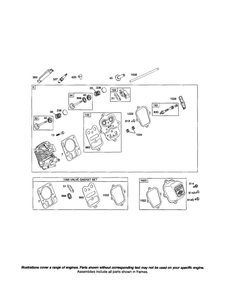 Head-Cylinder Diagram and Parts List for 121000 0101-0739 Briggs and Stratton Engine